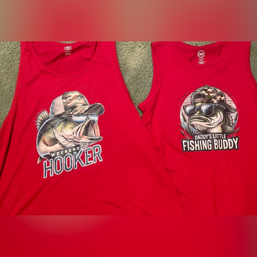Son and dad shirts men shirt is xl and boy shirt is L $32 for both